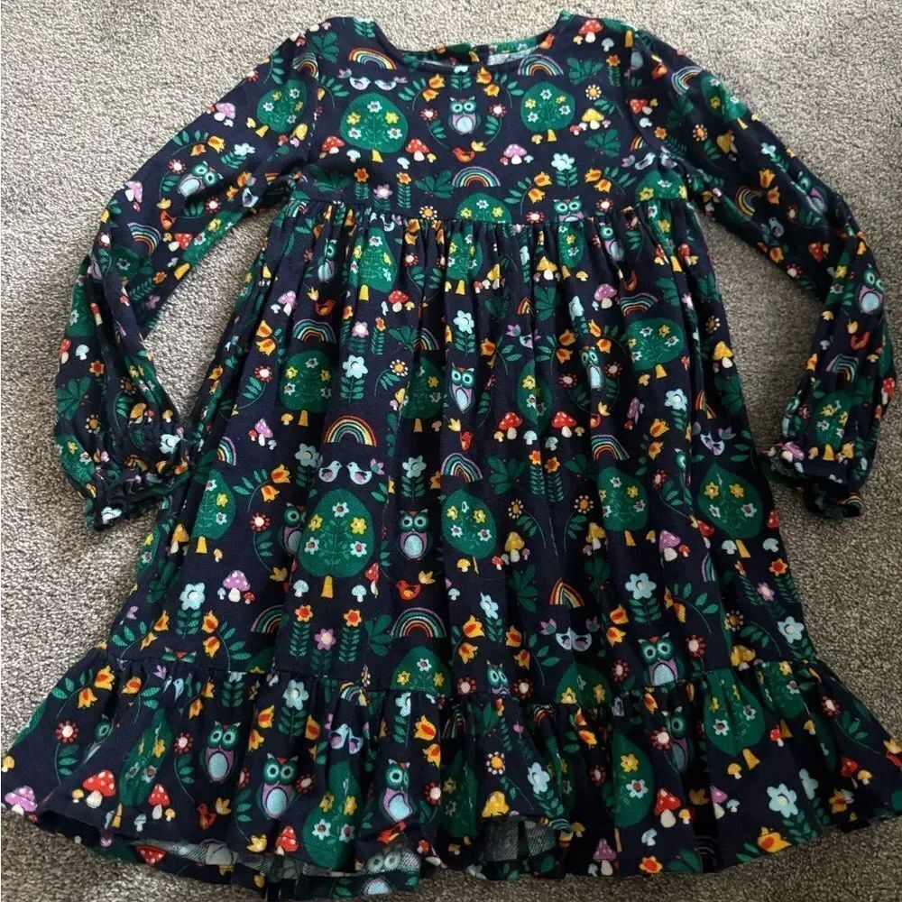 Little Bird Rainbow Owl Print Sleeved Dress Sz 5-6